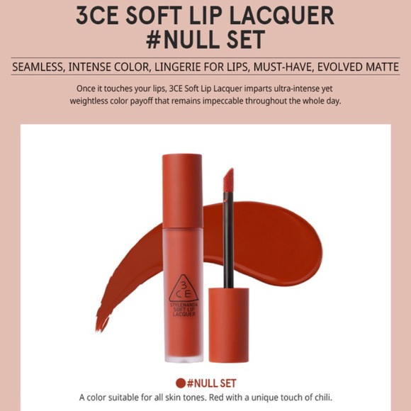 Other - New 3CE Soft Lip Lacquer In #Null Set